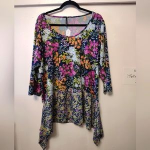 Floral Contrast Shirt Bleeker & McDougal 1X